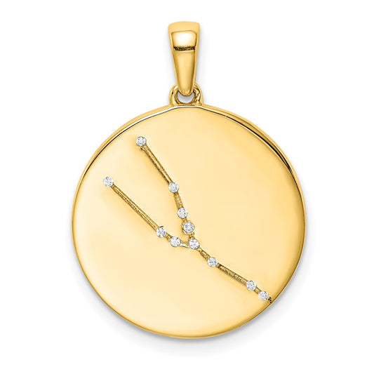 Sterling Silver Gold-plated & CZ Taurus Zodiac Pendant QC9731GP