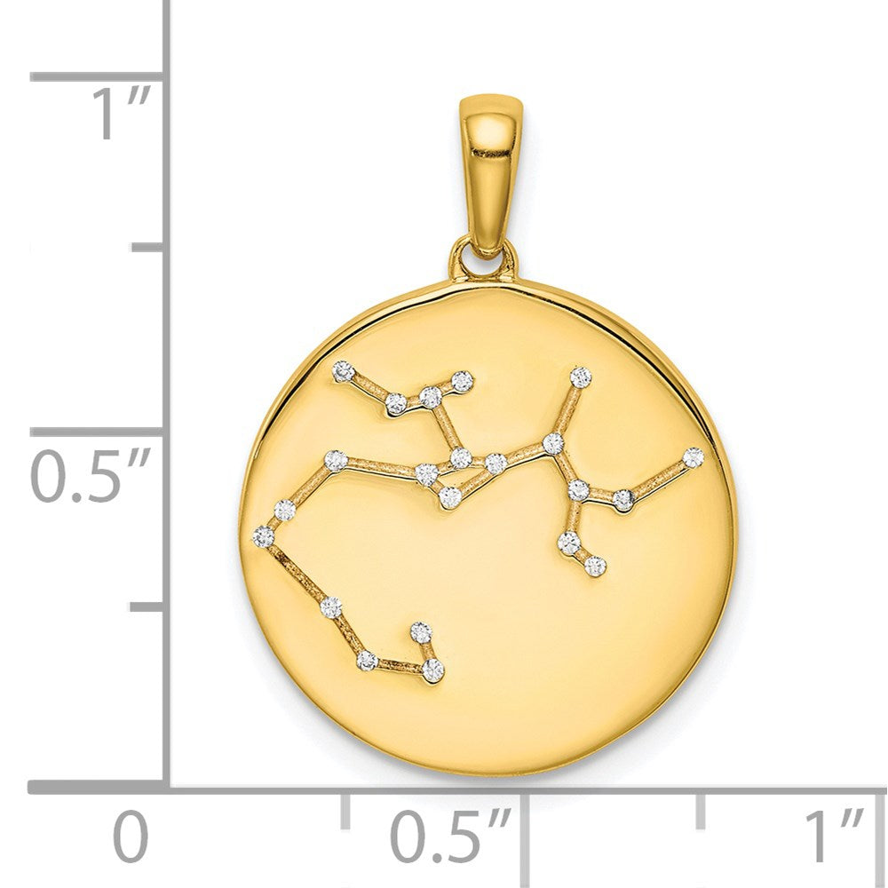 Sterling Silver Gold-plated & CZ Sagittarius Zodiac Pendant QC9738GP