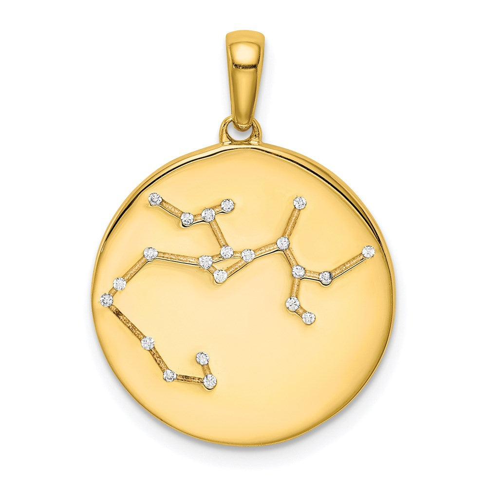 Sterling Silver Gold-plated & CZ Sagittarius Zodiac Pendant QC9738GP