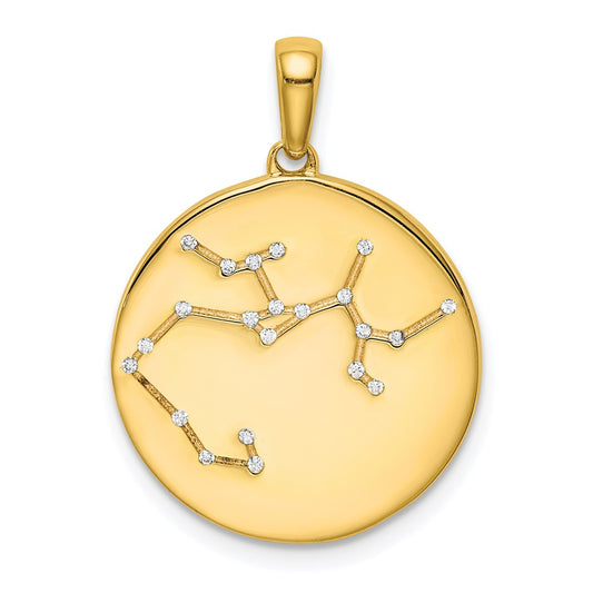 Sterling Silver Gold-plated & CZ Sagittarius Zodiac Pendant QC9738GP