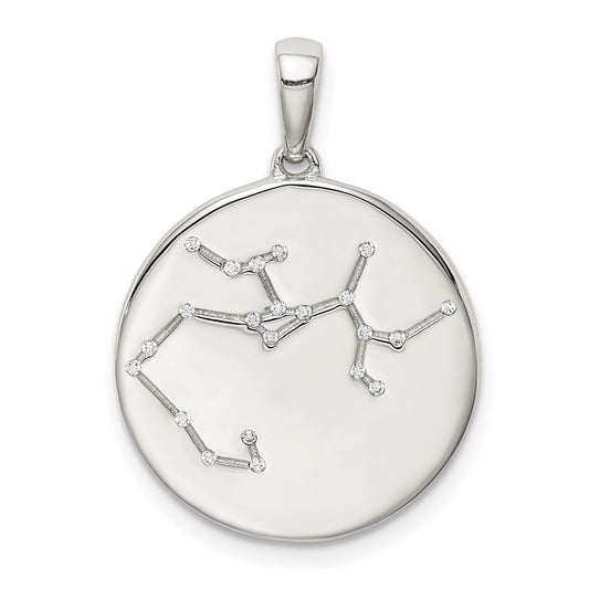 Sterling Silver Rhodium-plated & CZ Sagittarius Zodiac Pendant QC9738