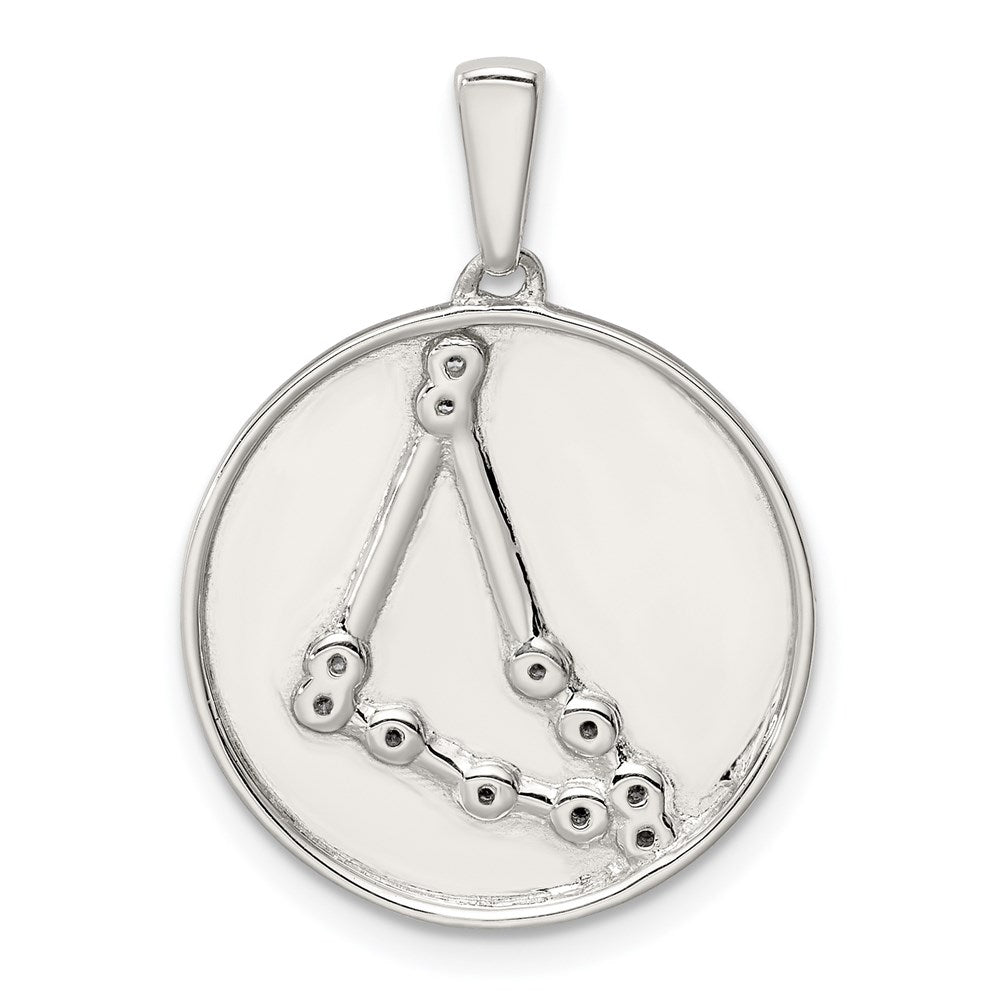 Sterling Silver Rhodium-plated & CZ Capricorn Zodiac Pendant QC9739