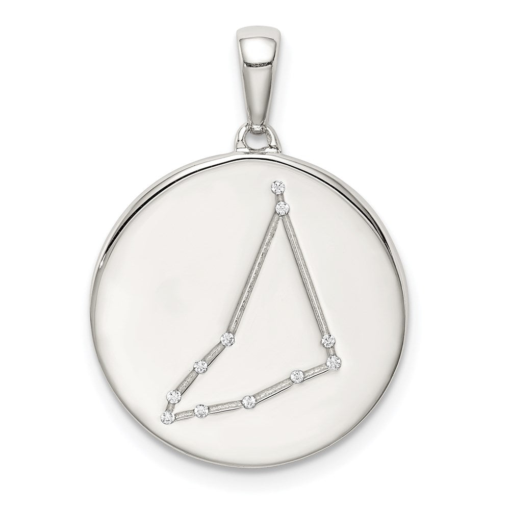 Sterling Silver Rhodium-plated & CZ Capricorn Zodiac Pendant QC9739