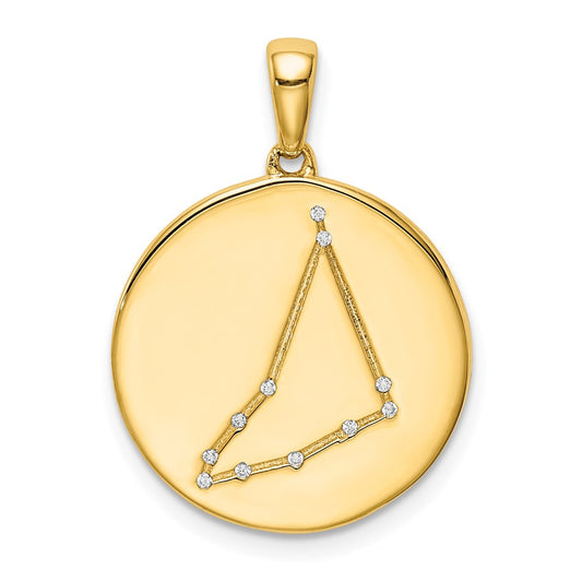 Sterling Silver Gold-plated & CZ Capricorn Zodiac Pendant QC9739GP