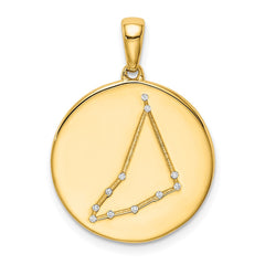 Sterling Silver Gold-plated & CZ Capricorn Zodiac Pendant QC9739GP