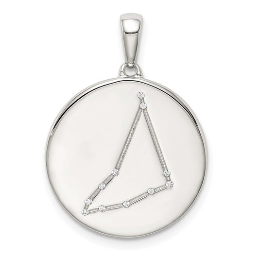 Sterling Silver Rhodium-plated & CZ Capricorn Zodiac Pendant QC9739