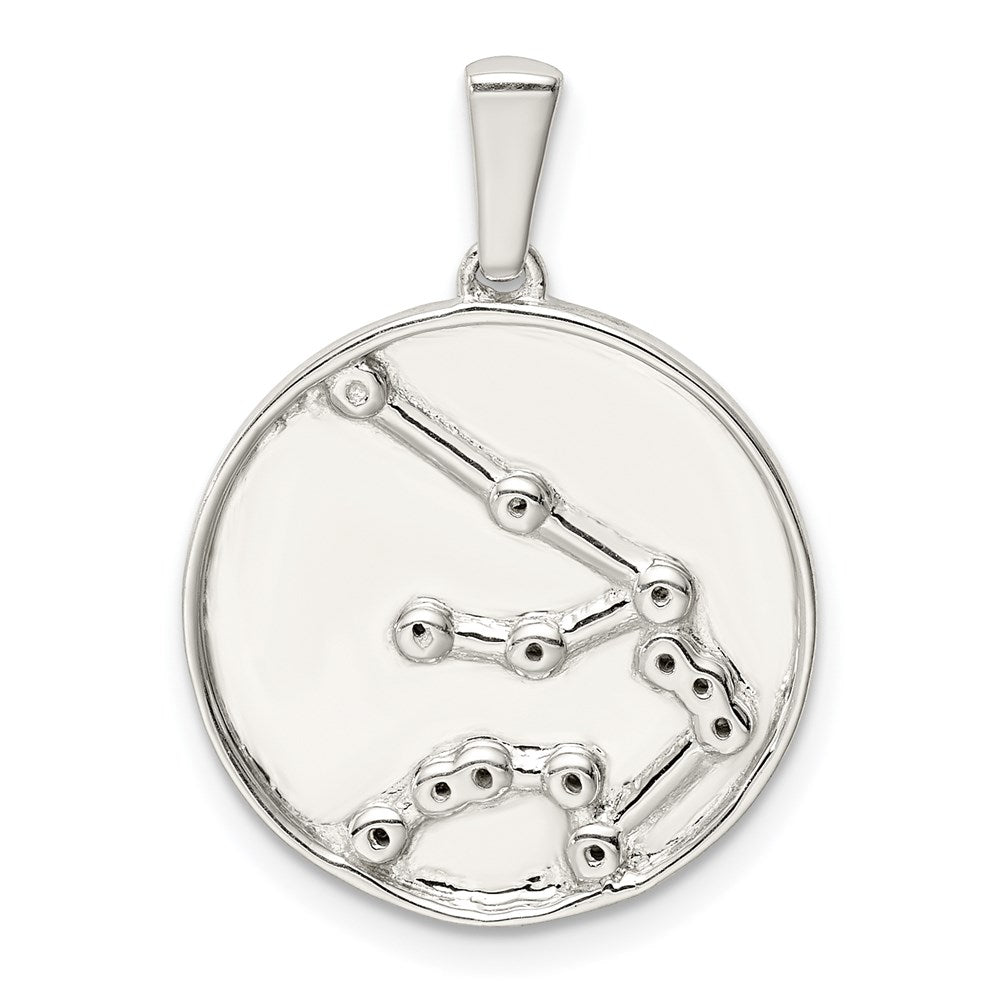 Sterling Silver Rhodium-plated & CZ Aquarius Zodiac Pendant QC9740