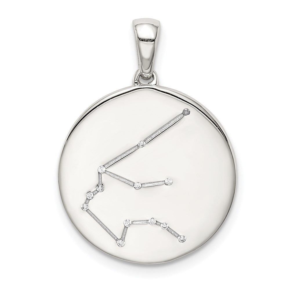 Sterling Silver Rhodium-plated & CZ Aquarius Zodiac Pendant QC9740