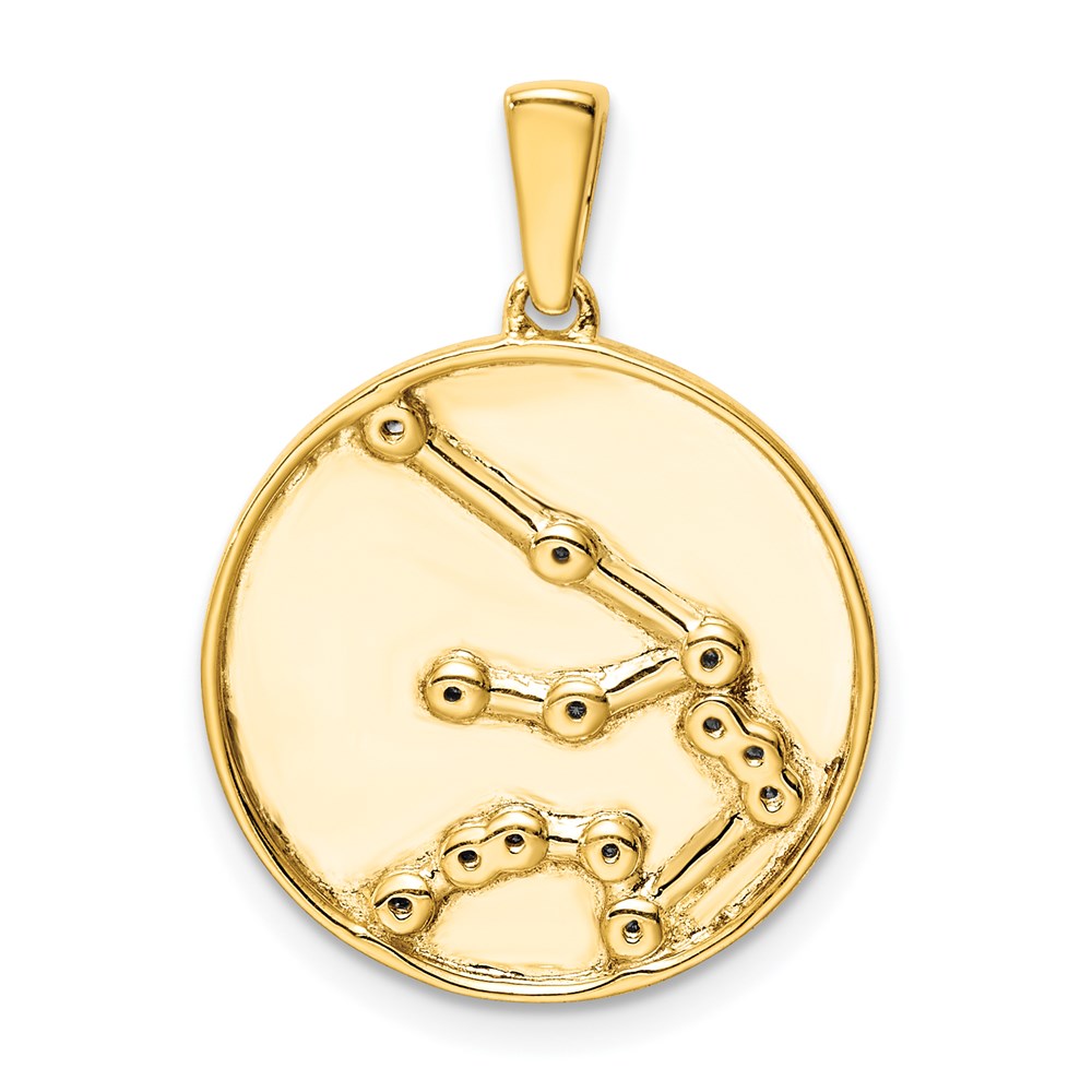 Sterling Silver Gold-plated & CZ Aquarius Zodiac Pendant QC9740GP