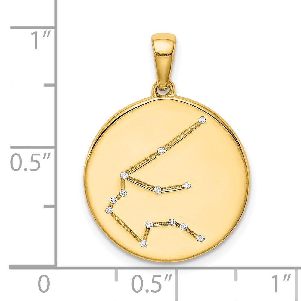 Sterling Silver Gold-plated & CZ Aquarius Zodiac Pendant QC9740GP