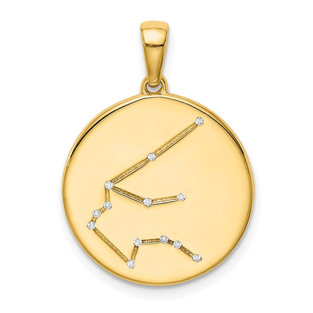 Sterling Silver Gold-plated & CZ Aquarius Zodiac Pendant QC9740GP