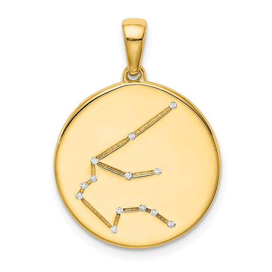Sterling Silver Gold-plated & CZ Aquarius Zodiac Pendant QC9740GP