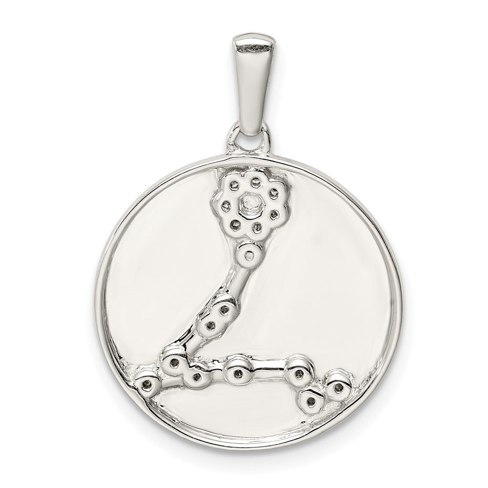 Sterling Silver Rhodium-plated & CZ Pisces Zodiac Pendant QC9741
