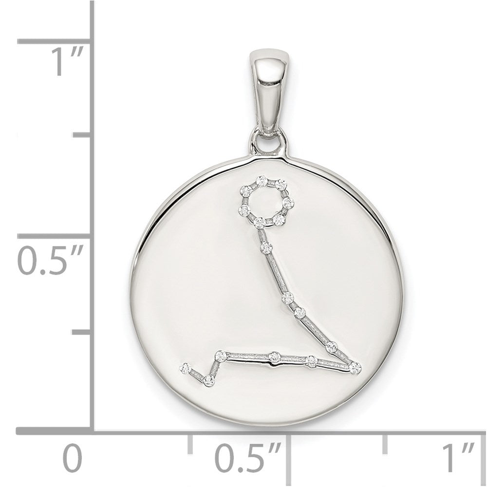 Sterling Silver Rhodium-plated & CZ Pisces Zodiac Pendant QC9741