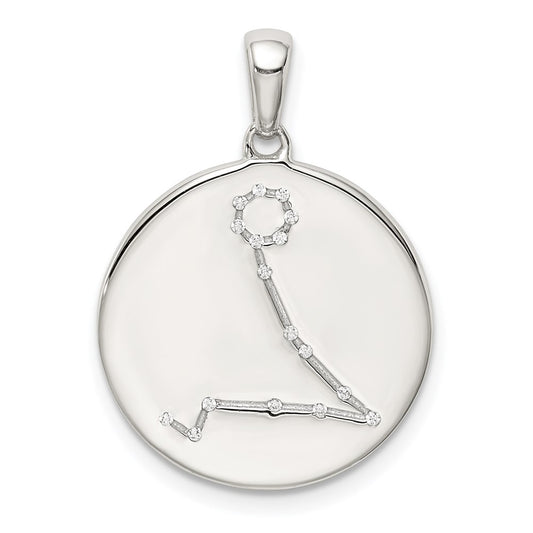 Sterling Silver Rhodium-plated & CZ Pisces Zodiac Pendant QC9741