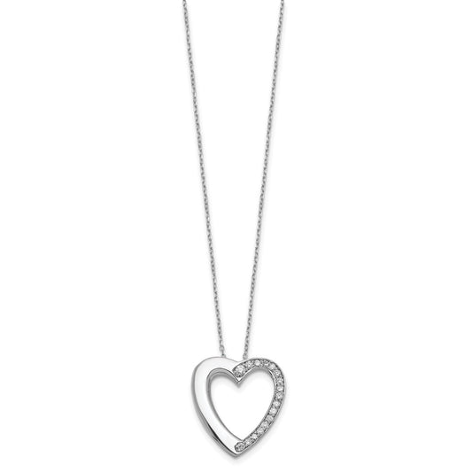 Sterling Silver Rhodium-plated CZ Heart Ash Holder 18in Necklace QC9742-18
