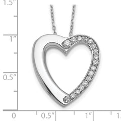Sterling Silver Rhodium-plated CZ Heart Ash Holder 18in Necklace QC9742-18