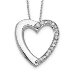 Sterling Silver Rhodium-plated CZ Heart Ash Holder 18in Necklace QC9742-18