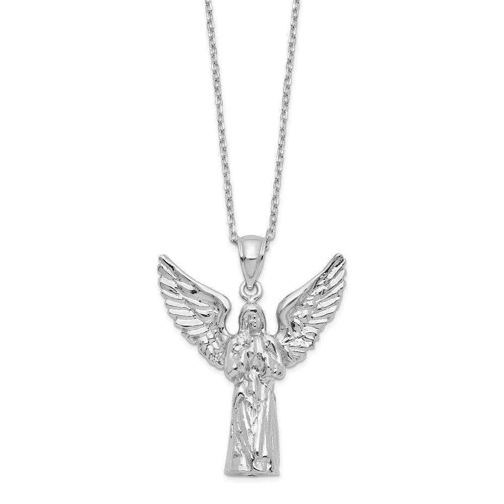 Sterling Silver Rhodium-plated Angel Ash Holder 18in Necklace QC9744-18