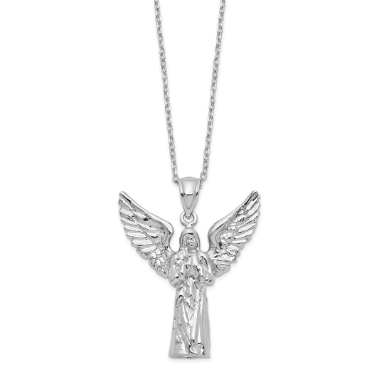 Sterling Silver Rhodium-plated Angel Ash Holder 18in Necklace QC9744-18