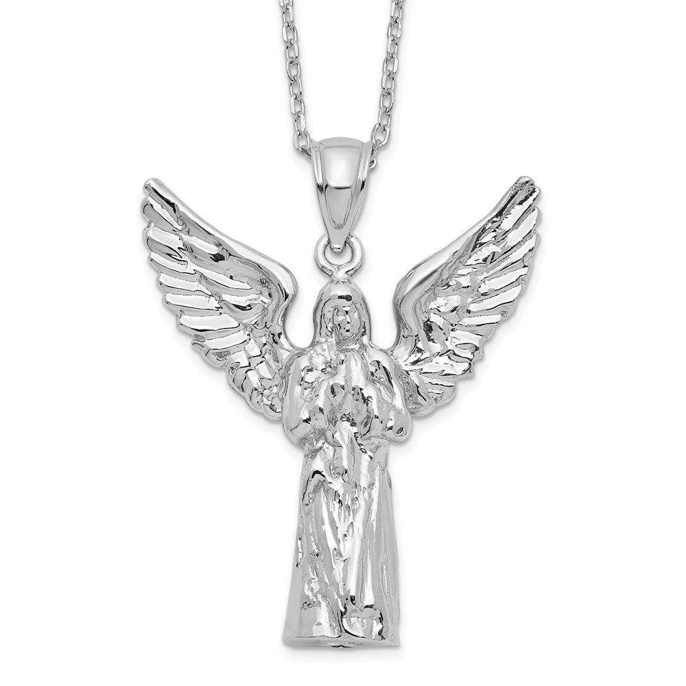 Sterling Silver Rhodium-plated Angel Ash Holder 18in Necklace QC9744-18