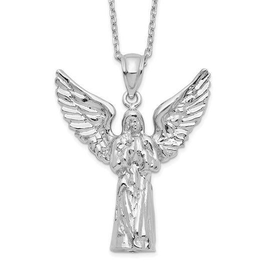 Sterling Silver Rhodium-plated Angel Ash Holder 18in Necklace QC9744-18