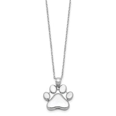 Sterling Silver Rhodium-plated Paw Print Ash Holder 18in Necklace QC9745-18