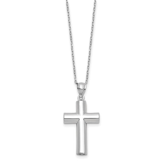 Sterling Silver Rhodium-plated Cross Ash Holder 18in Necklace QC9746-18