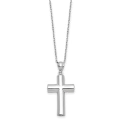 Sterling Silver Rhodium-plated Cross Ash Holder 18in Necklace QC9746-18