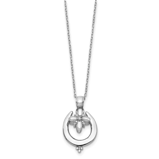 Sterling Silver Rhodium-plated Horseshoe Ash Holder 18in Necklace QC9748-18