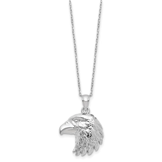 Sterling Silver Rhodium-plated Eagle Ash Holder 18in Necklace QC9750-18