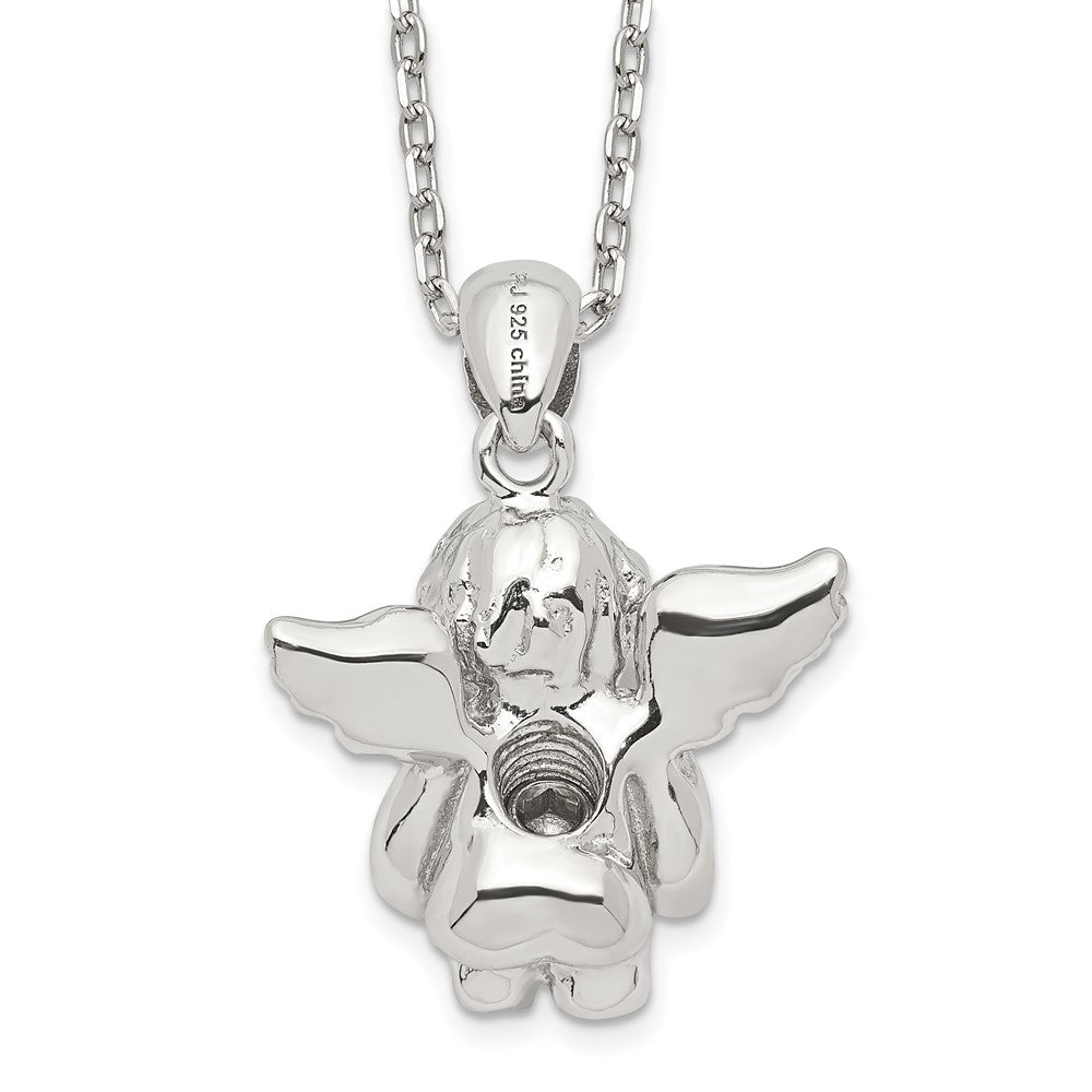 Sterling Silver RH-pltd CZ Nov Birthstone Angel Ash Holder 18in Necklace QC9753NOV-18
