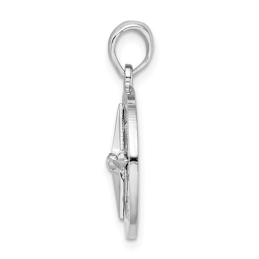 De-Ani Sterling Silver Rhodium-Plated Polished Enameled Compass Pendant QC9791