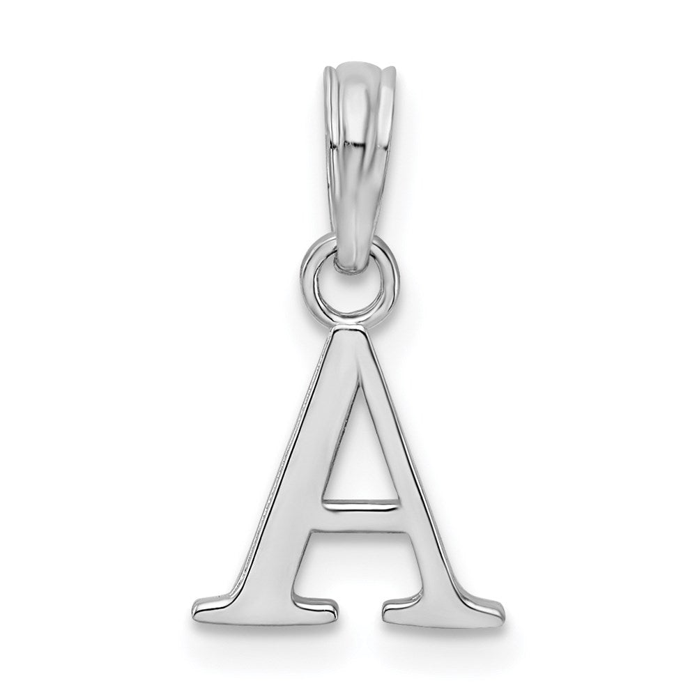 Sterling Silver Rhodium-plated Polished Block Initial -A- Pendant QC9792A