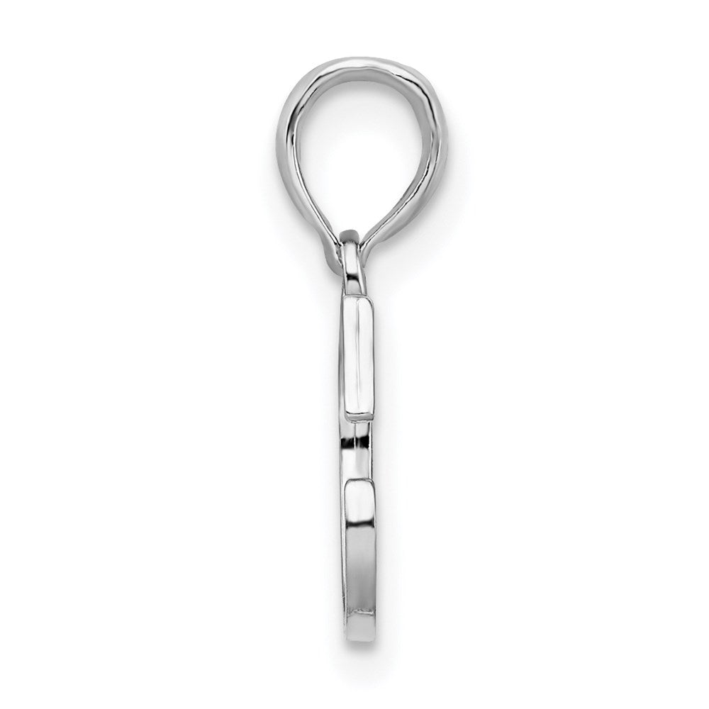 Sterling Silver Rhodium-plated Polished Block Initial -C- Pendant QC9792C