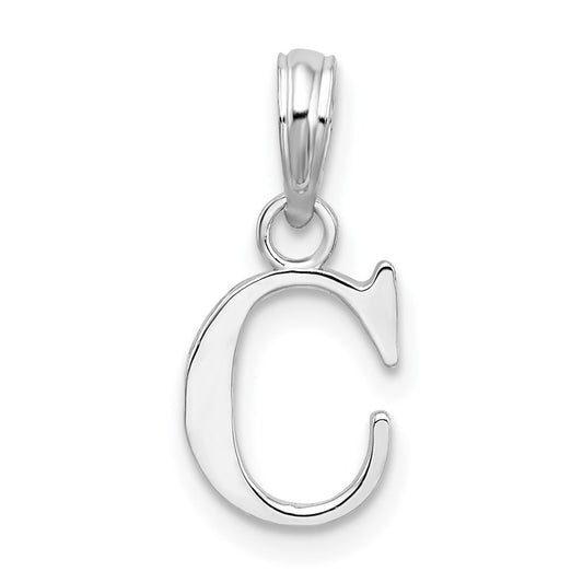 Sterling Silver Rhodium-plated Polished Block Initial -C- Pendant QC9792C