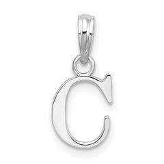 Sterling Silver Rhodium-plated Polished Block Initial -C- Pendant QC9792C