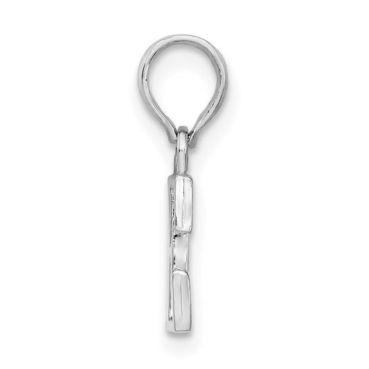 Sterling Silver Rhodium-plated Polished Block Initial -E- Pendant QC9792E