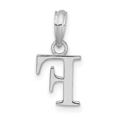 Sterling Silver Rhodium-plated Polished Block Initial -F- Pendant QC9792F