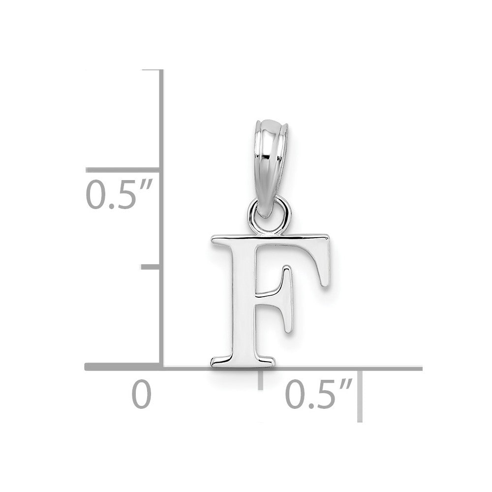 Sterling Silver Rhodium-plated Polished Block Initial -F- Pendant QC9792F