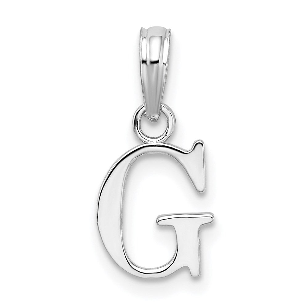 Sterling Silver Rhodium-plated Polished Block Initial -G- Pendant QC9792G