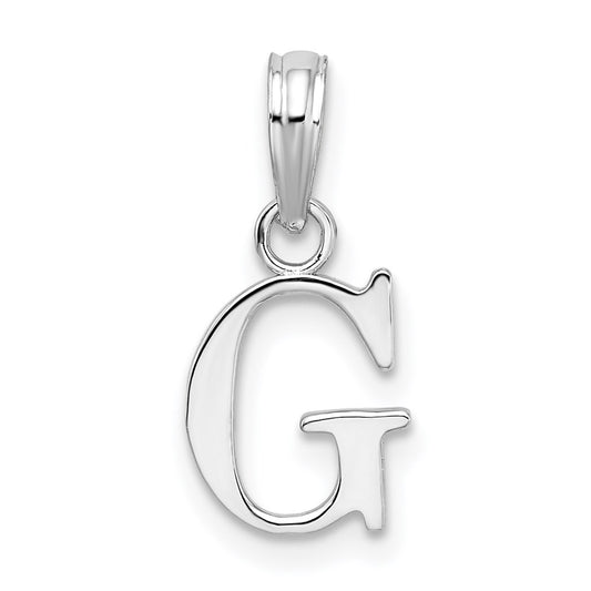 Sterling Silver Rhodium-plated Polished Block Initial -G- Pendant QC9792G