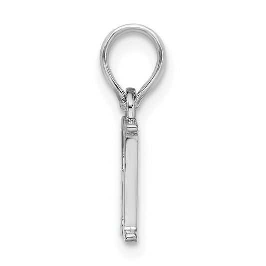 Sterling Silver Rhodium-plated Polished Block Initial -H- Pendant QC9792H