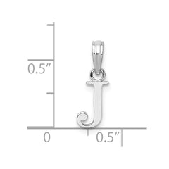 Sterling Silver Rhodium-plated Polished Block Initial -J- Pendant QC9792J