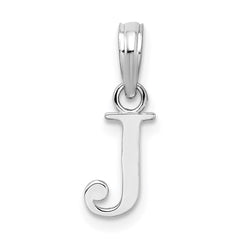 Sterling Silver Rhodium-plated Polished Block Initial -J- Pendant QC9792J