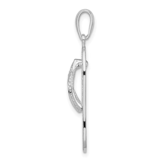 De-Ani Sterling Silver Rhodium-Plated 3D Cut-Out Flowers Flip-flop Pendant QC9802