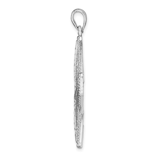 De-Ani Sterling Silver Rhodium-plated Polished Diamond-Cut Large Starfish Pendant QC9812