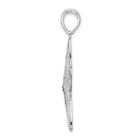 De-Ani Sterling Silver Rhodium-plated Textured Diamond-Cut Starfish Pendant QC9814