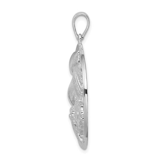 De-Ani Sterling Silver Rhodium-plated Polished Shells Large Round Pendant QC9819