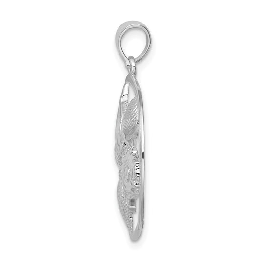 De-Ani Sterling Silver Rhodium-plated Polished Shells Round Pendant QC9820